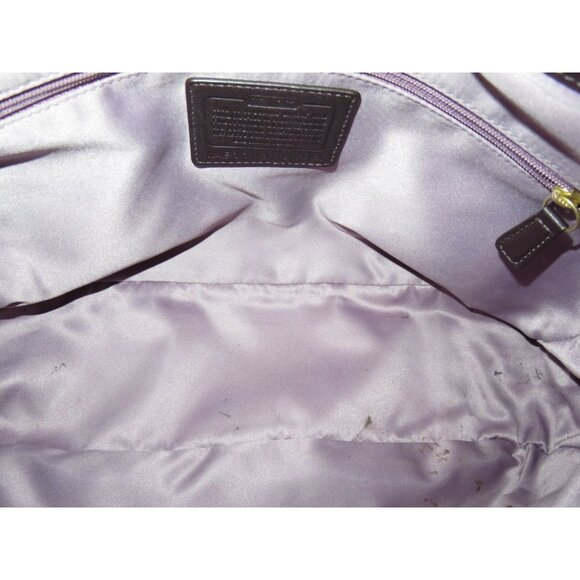 Coach 2011 Kristin Spectator Ostrich Embossed Mixed Leather Flap Purple Bag - Picture 6 of 15